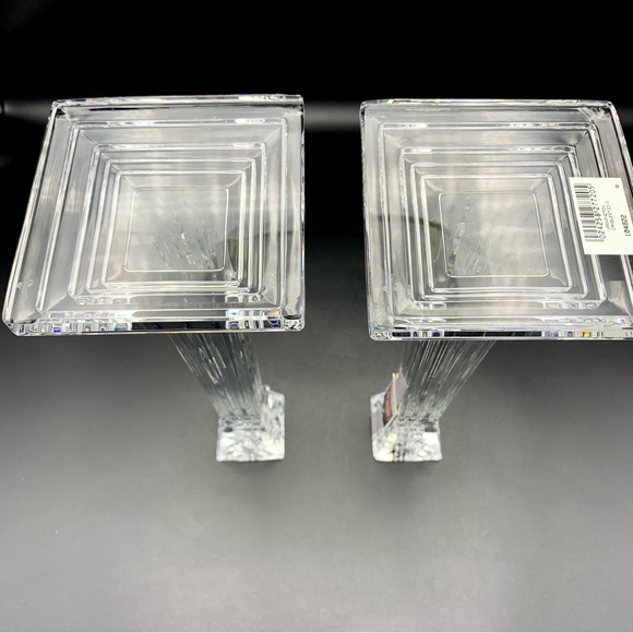 Waterford Crystal George Washington Candlestick Holders 11.75” Wood Base HTF NIB - Picture 10 of 15